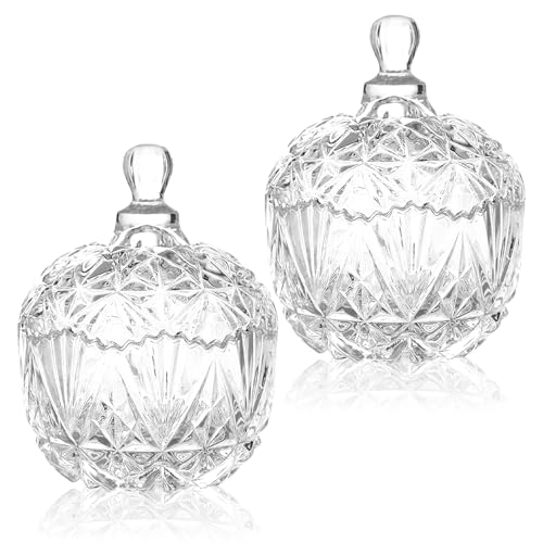 Cadeaux pour Femme Porte cotons en Verre avec Couvercle Idée Cadeau Anniversaire Maison Décoration Chic Range Maquillage Organisateur Salle de Bain Pot à...