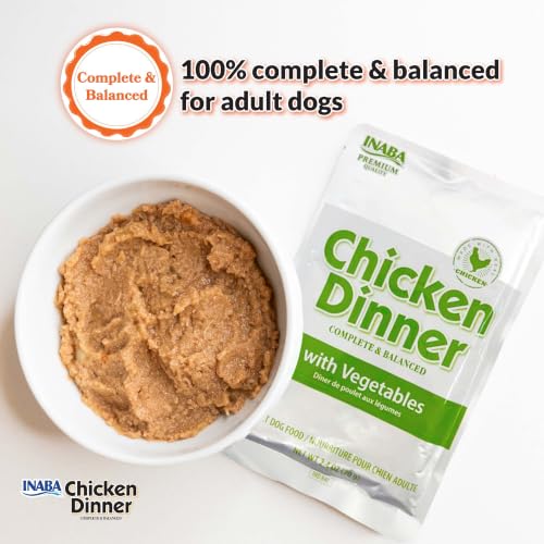 Image of INABA Chicken Dinner for Dogs, Soft Pate Wet Dog Food, Complete & Balanced, 2.4 oz. Pouch, 15 Pouches, Beef & Vegetables Variety