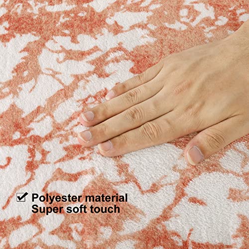 Lukinbox Orange Bath Mat, Marble Non-Slip Bathroom Rugs Mat, Small Bath Rugs Modern Indoor Fall Area Rug Microfiber Door Mat For Floors Shower Bathtub, 20"X31" #TOP2