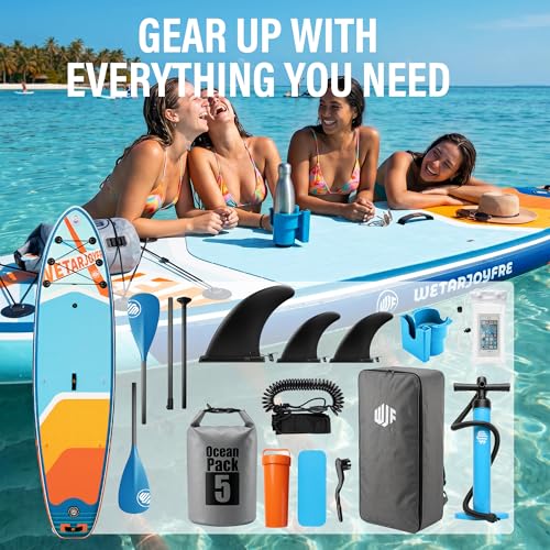 Image of Inflatable Stand Up Paddle Board, 11' x 33 inch x 6 inch Extra Wide SUP with Premium Accessories, Non-Slip Deck ISUP for Adults, Youth, Fishing, Yoga, Floating on Ocean & Lake