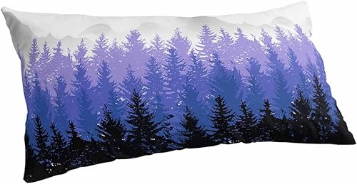 Fundas de almohada tamaño King de bosque morado y negro, fundas de almohada suaves decorativas para sofá de cuerpo largo con cierre de sobre,
