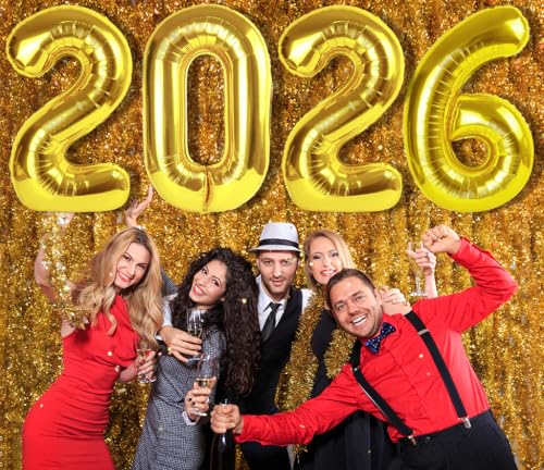Image of 2026 Balloon 40 inch Gold Number Balloons for 2026 Party Decorations | Saturated Color, Large 40 in, With Straw & Hanging Hole, For Graduation Season, Thanksgiving, Anniversary, Christmas