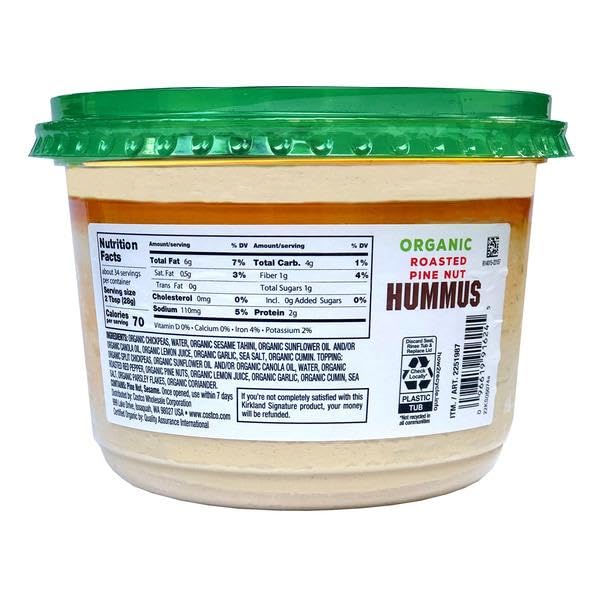 Organic Roasted Pine Nut Hummus, USDA Organic; Gluten-Free; Kosher [ 34 oz, 2.12 lb ]