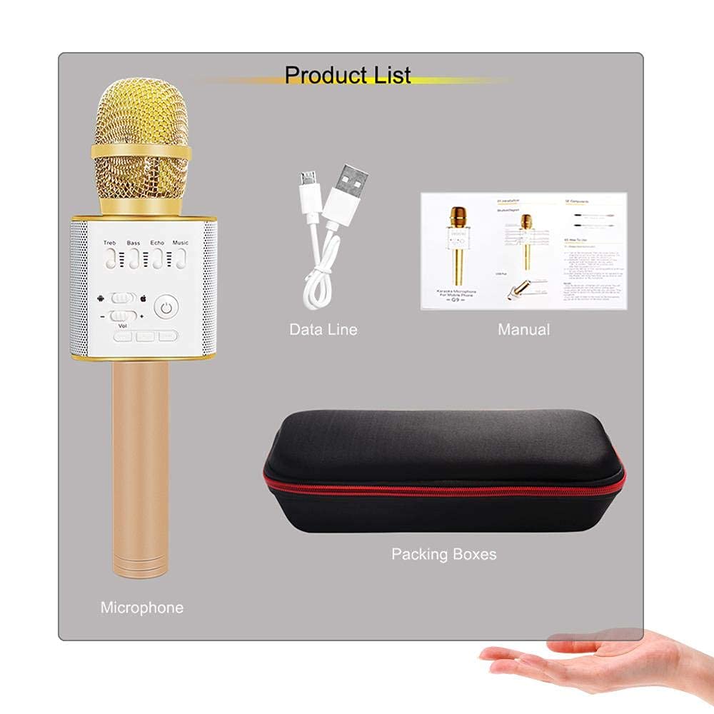 Micrófono de Dientes Micrófono inalámbrico para teléfono móvil con Bolsa Micrófono portátil de actualización Micrófono de Karaoke en casa