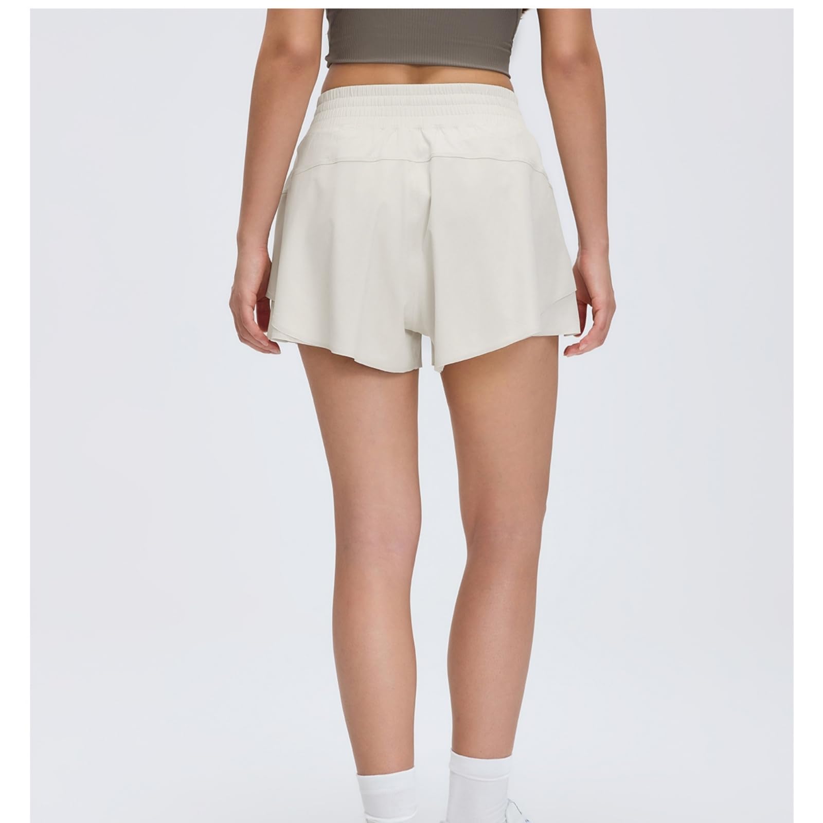 Pantaloncini Donna Sportivi Modello A Strati Plissettato con Ampia Fascia in Vita E Pantaloncini Interni, Ideale per Tennis E Allenamento in Palestra