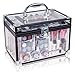 SHANY Carry All Trunk Makeup Train Case with Re-usable Aluminum Beauty Storage Organizer Case. Make up Set with Eye palettes, Blushes,Face Powders, Manicure, Pedicure and Cosmetics Brushes.