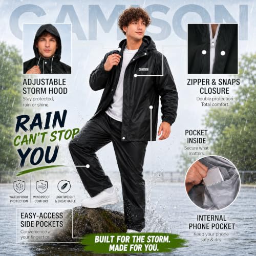 Image of Mens Raincoat Suit with Pant Set Trendiva Series | Waterproof Lightweight Breathable Rain Wear | Strong Stitching, Elastic Cuff & Waterproof Zipper Raincoat for men waterproof
