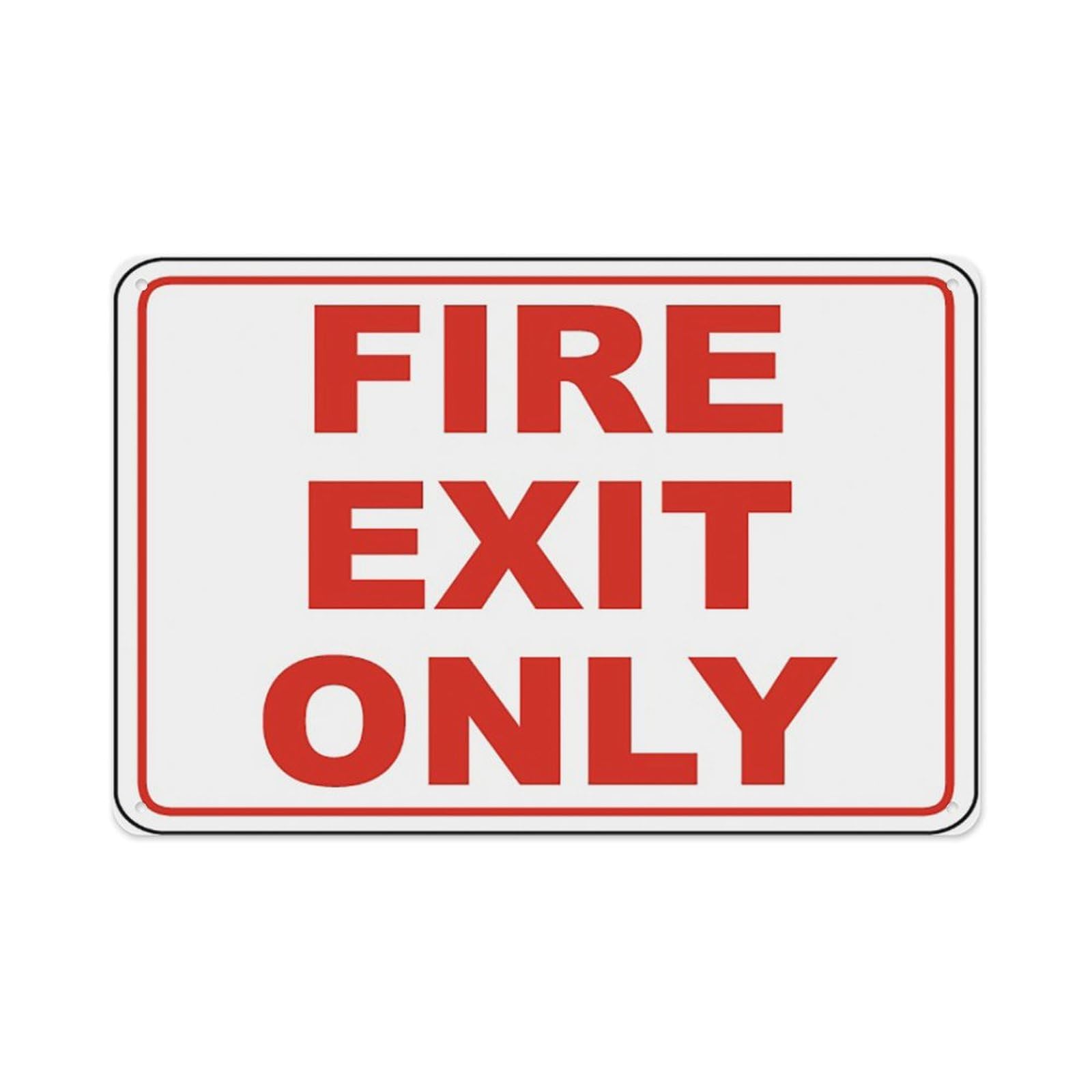 Peiyeety A07 Fire Exit Only Sign Aluminum Tin Warning Signs For Home Outdoor Garden 12X16 Inches