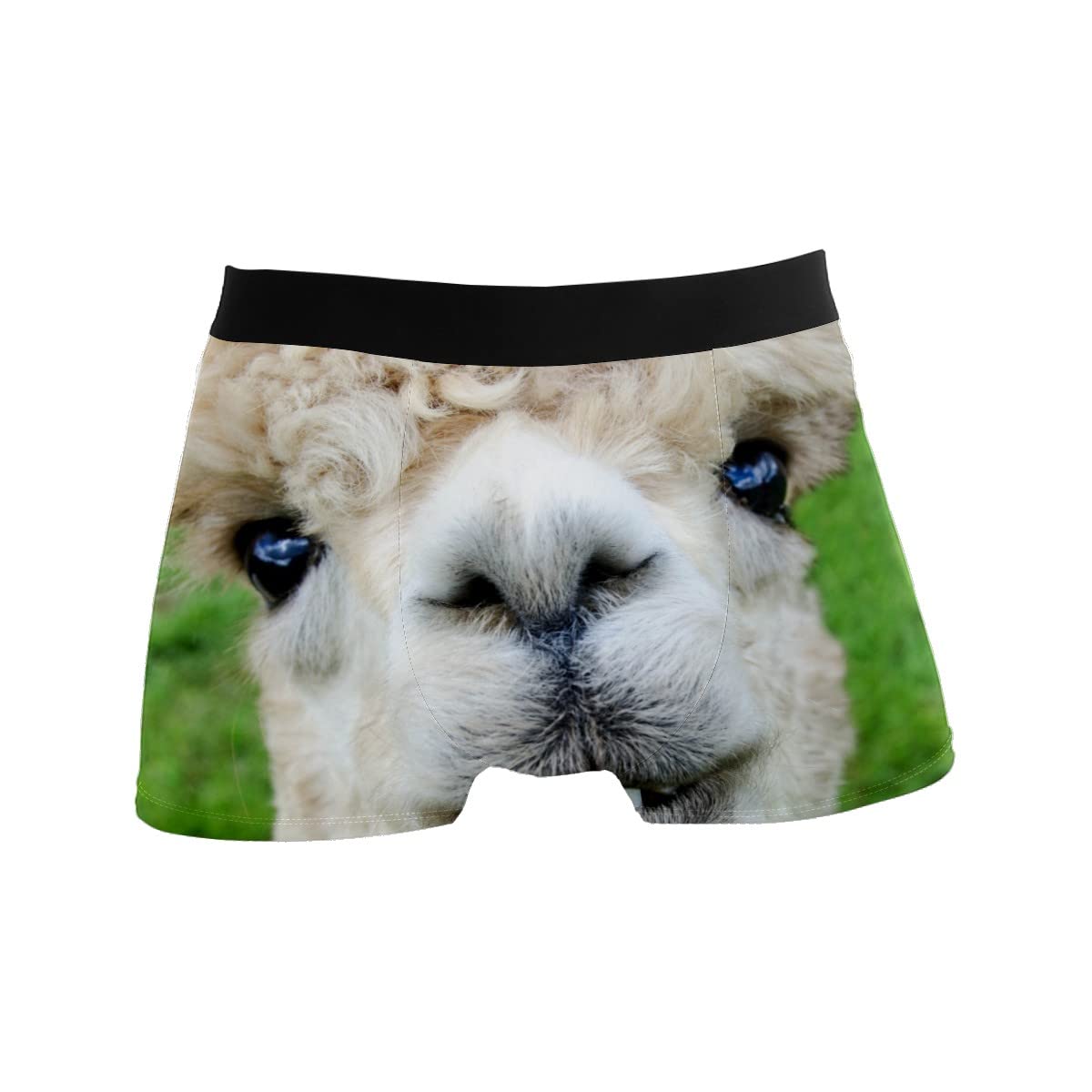 GISPOG Mens Boxer Briefs Underwear Breathable Stretch Boxer Trunk Alpaca Head Sheep Fluffy