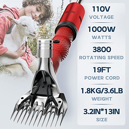 Image of 1000W Electric Sheep Shears, Professional Sheep Clippers, Animal Grooming Clippers for Horse Alpacas Goats, Farm Livestock Shearing Machine-Grooming Kit Animal Hair Cutting