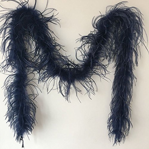 Sowder Straußenfederboa für Hochzeit/Party-Dekoration, 183 cm lang, 1-lagig, Federschaber, navy, 10 * 10 * 0.5