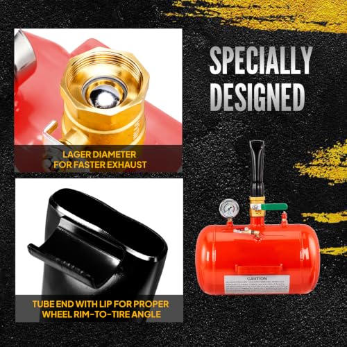 Image of Bonnlo 5 Gallon Air Tire Bead Seater Blaster with Pressure Gauge & Handle,145PSI Seating Tool Inflator Tank, 85-116PSI Adjustable Pressure for Car Truck ATV, Jeep, Pickup, Red