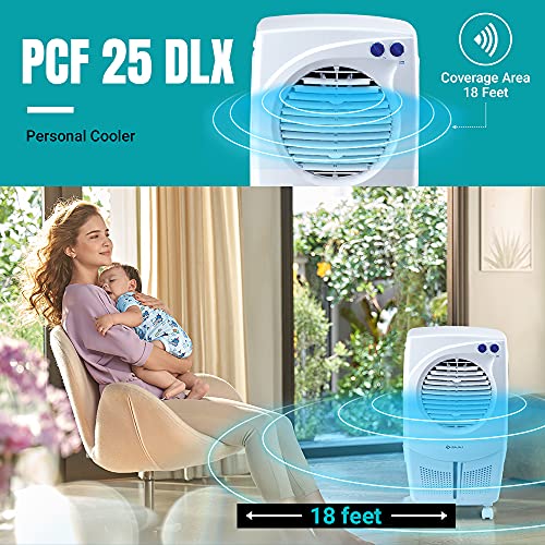 Image of Bajaj PCF 25 DLX 24L Personal Air Cooler with Honeycomb Pads, Turbo Fan Technology, Powerful Air Throw and 3-Speed Control, White