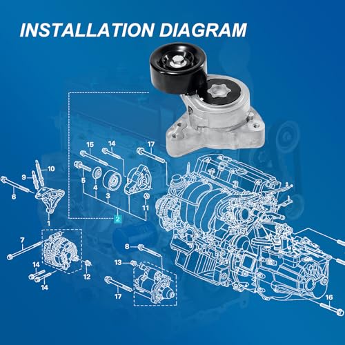 Image of Drive Belt Tensioner w / Pulley Fits Honda Accord 2003-2007, Civic 2006-2015, CR-V 2002-2014, Element 2003-2011, Acura TSX /CSX /RDX /ILX, Replaces 31170-RAA-A01 38278
