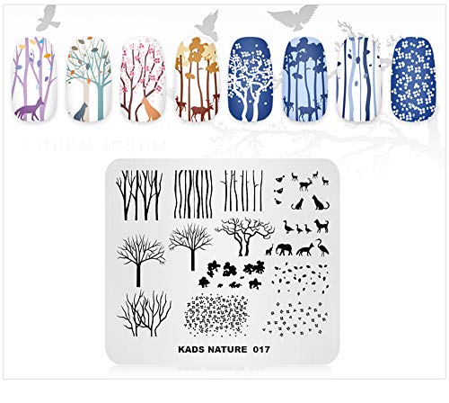 KADS Nail Stamping Plate Charming Herbst Landschaft Baum Defoliation Natur Vorlage Bild Design Platten für Nail Art Dekoration und DIY Nail art (NA017) – Bild 5