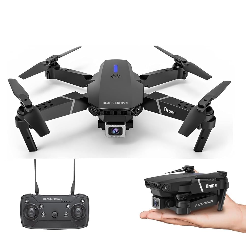 See full amazon price history chart for BLACK CROWN Drone Foldable Toy Drone with HQ WiFi Camera Remote Control for Kids Quadcopter with Gesture Selfie, Flips Bounce Mode, App One Key Return & Headless Mode functionality (E88pro) BLACK CROWN Drone Foldable Toy Drone with HQ WiFi Camera Remote Control for Kids Quadcopter with Gesture Selfie, Flips Bounce Mode, App One Key Return & Headless Mode functionality (E88pro) (B0DHV65KRC) Amazon Price History, Amazon Price Tracker