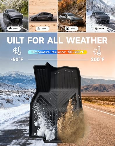 Image of Premium Color TPE Floor Mats 6-PCS for Tesla Model Y Juniper 2025 2026 |Carbon Fiber Wing Design | Car Mat Full Set Front & Rear | All-Weather Protection, Pet & Child-Friendly Accessories