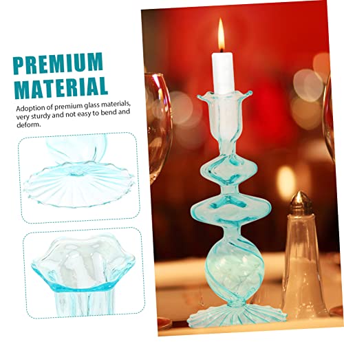 Cabilock Glass Candle Holder Western Kitchen Decor Christmas Ornaments Taper Candle Holder Wedding Décor Vintage Glass Candelabras Bubble Glass Desktop Candlestick Crystal Vase Household