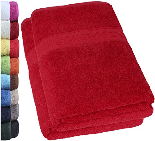 NatureMark 2-pack bastuhandduk 80 x 200 cm | bomull lyxiga handdukar | wellness-duk med extrem mjukhet färg: Bordeaux röd