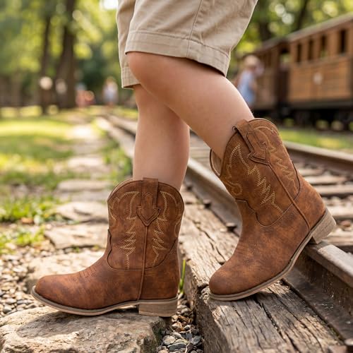 Image of Motasha Toddler Girls Cowgirl Boots Glitter Toddler Cowboy Boot Ankle Girls Boots Little Kids Horse Riding Shoes Party Birthday