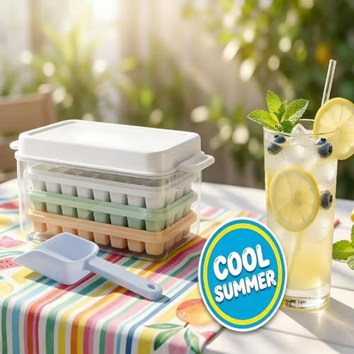 Juego de 3 bandejas apilables para hielo con tapa miniatura 5