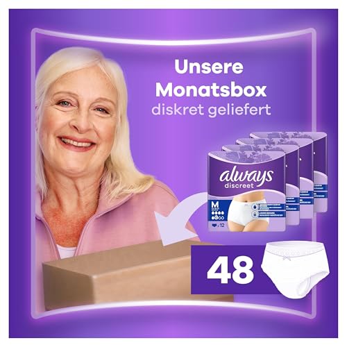 Always Discreet Inkontinenz-Höschen Plus Für Frauen, M, 48 Höschen, Verhindert Auslaufen Und Gerüche, Angenehm Und Kaum Spürbar