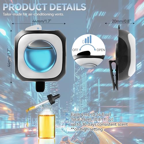 Image of Car Air Freshener Vent Clip 6 Pack 4ml Each Up to 180 Days Long Lasting Scent Odor Eliminator for Women Men(New Car)