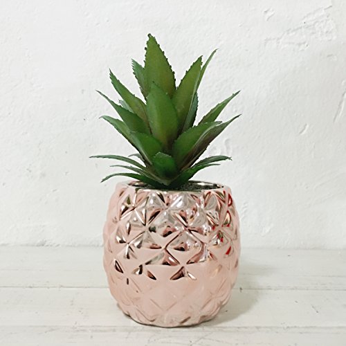 Porcelain Potted Artificial Succulent 7 8 Pineapple Home Decor Office Plant Rose Gold Buy Online In Bahamas At Bahamas Desertcart Com Productid 60147965