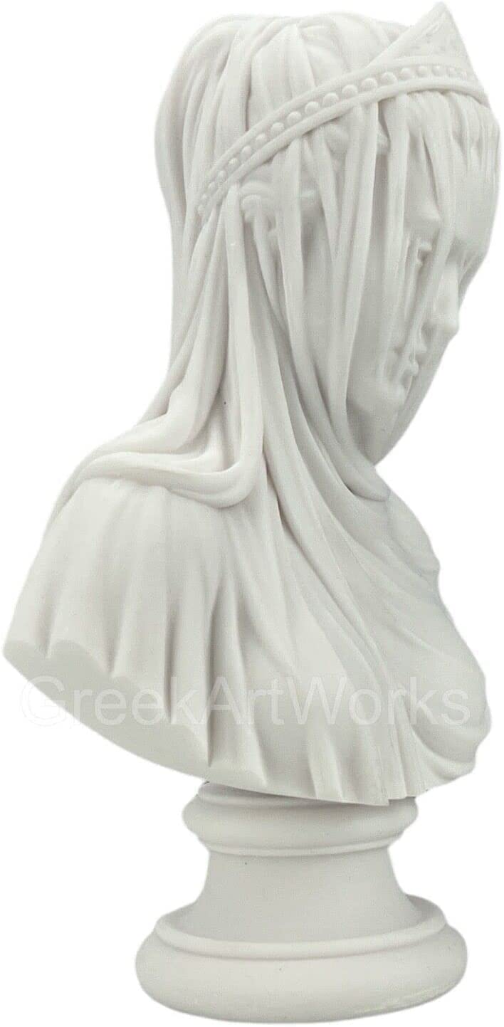 Statua in marmo fuso Monti 1875 con busto della fanciulla velata