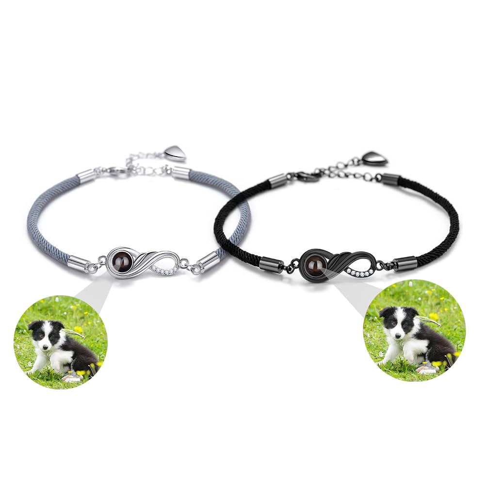 Pulsera con foto Pulsera a juego personalizada para parejas, foto personalizada Pulseras de pareja infinitas Pulseras de atracción para él y para ella
