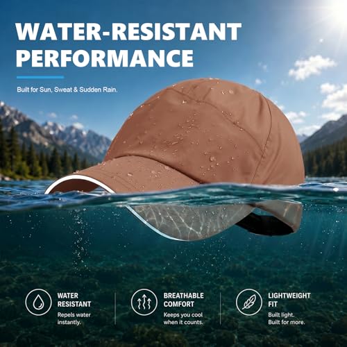 Image of Mens Waterproof Baseball Cap Womens Rain Hat Quick Dry Running Hat with Sweatband Outdoor Golf Breathable Sports Cap