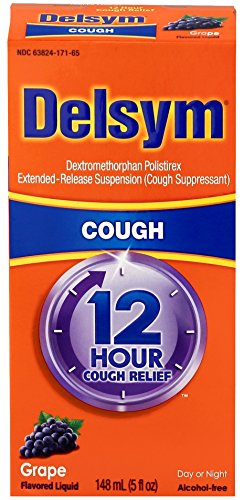 Delsym 12 Hour Cough Medicine for Adults, Powerful Relief for 12 Hours, Cough Suppressant Liquid with Extended-Release Dextromethorphan, Grape Flavor, 5 Fl Oz (Pack of 1)