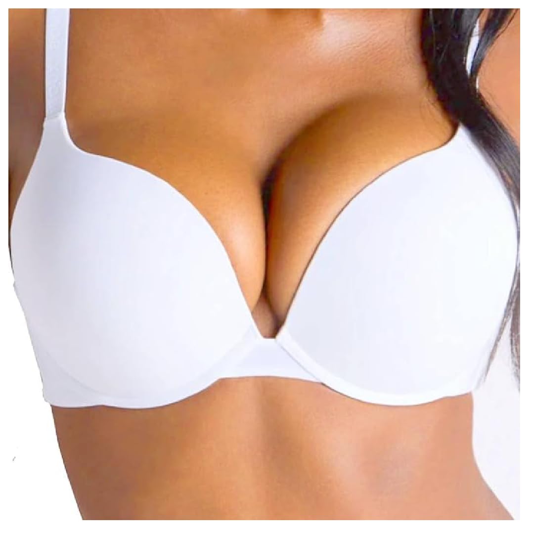 2 Sizes Bigger Boost Bra Super maximise Push Up Thick Padded Bombshell VS add 2 Cups Assets Full Effect (as8, Cup_Band, c, 36, White)