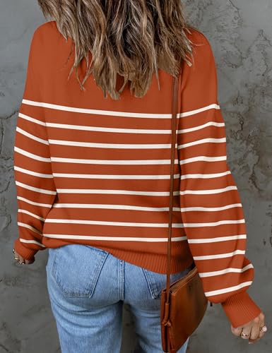 Image of ZESICA Women's 2026 Fall Striped Pullover Sweaters Tops Fashion Outfits