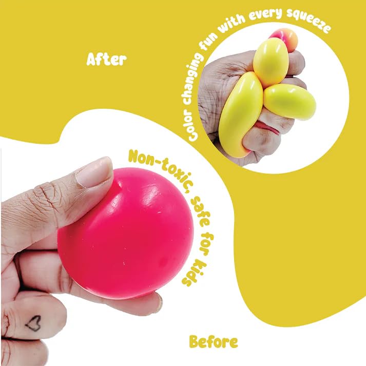 Image of SCOOBIES Mini Color Changing Ball (Pack of 1) Soft and Sticky Stress Relief Toy - Non-Toxic Rubber Sensory Ball for Kids & Adults | Color-Changing Fidget Fun | Vibrant Colors