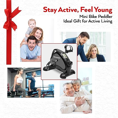 Image of Sparnod Fitness SMB-400 Mini Bike Your Workout Solution for Arms & Feet for Home and Office: Portable Under Desk Pedal Exerciser with Adjustable Resistance & LCD Monitor