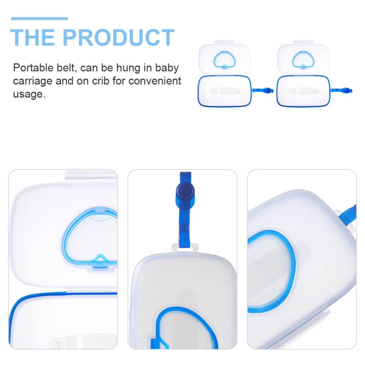 Estuche Portátil Material Pp 2 Unidades para Toallitas Húmedas Caja Práctica para Guardar y Almacenar Toallitas, se Puede Colgar de Ñiño Azul en Cochecito o Cuna