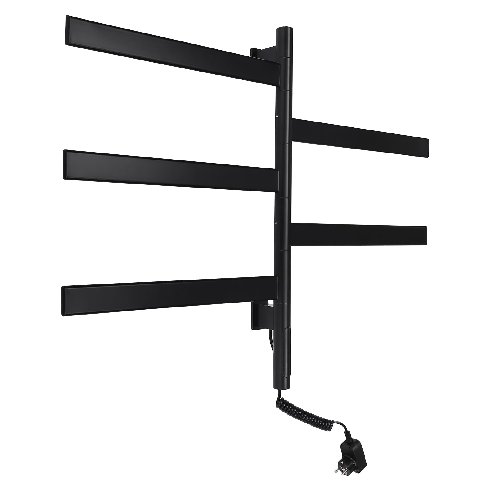 Handtuchheizkörper Elektrisch Handtuchtrockner 180° Drehung mit 5 Heizstäbe und Timer 30-70℃ 120W Handtuchwärmer Badheizkörper Schwarz IPX5