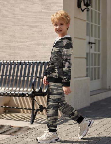 Boyoo Boys' 2 Piece Athletic Tracksuit Jogging Sets Outfit Sweatsuit Zip Up Hoodie and Active Pants for Kids 5-14 Years3