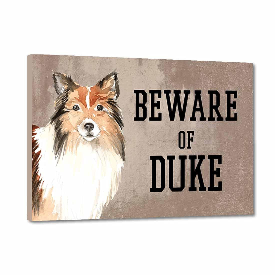Nutcase - Personalized Beware of Dog Sign Board - Customized Name Plate - Shetland Sheepdog