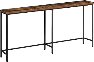 HOOBRO Narrow Sofa Table, 70.9" Entryway Extra Long Console Table, Behind Couch, Skinny Hallway Table for Foyer, Living Room, Bedroom, Rustic Brown and Black BF180XG01G1