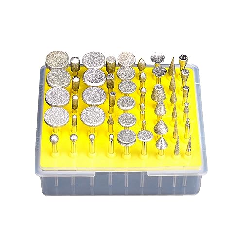 50PCS Drilling Bits Diamond Coated Grinding Head Mixed Set Grinding Burrs Set Carving Grinder for Rotary Tool 1/8