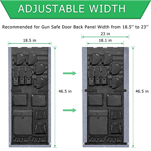 NEXT STATION Gun Safe Door Organizer,Molle Gun Safe Door Panel Organizer with Pistol Holder Mag Pouch, Fit Door Panel Width 18.5 to 24.5inch,Gun Safe Accessories Storage(18W*46.5H inch) (Molle Design) - Thumbnail 2
