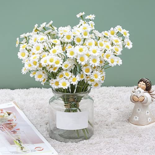 XIZHI Lot de 18 Marguerites artificielles 90 têtes de Bouquets de Marguerites brésiliennes Style Pastoral pour la Maison, la Table, Le Jardin, la fenêtre,...