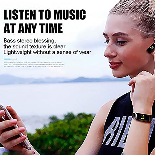 Schermo a colori da 0,96 pollici 2 in 1 Auricolare Bluetooth Braccialetto intelligente Vivavoce Braccialetto Orologio intelligente Auricolare Cardiofrequenzimetro Fitness Tracker per Android iOS Black