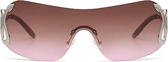 Rimless Y2k Sunglasses for Women Men Trendy Oversized Wrap Around Snake Shades AP3652
