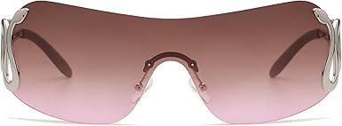 Rimless Y2k Sunglasses for Women Men Trendy Oversized Wrap Around Snake Shades AP3652