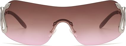 Rimless Y2k Sunglasses for Women Men Trendy Oversized Wrap Around Snake Shades AP3652