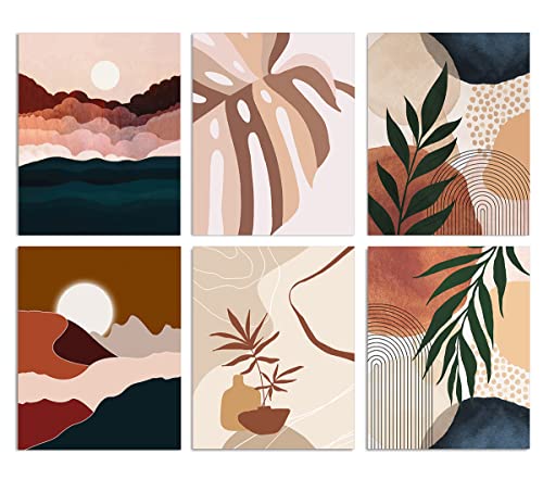 Rinsiken Wall Art Boho Canvas Prints Bohemian Minimalist Abstract Sun Artwork Painting Mid Century Pictures 8X10 Inch Set Of 6 Unframed For Living Room #TOP26