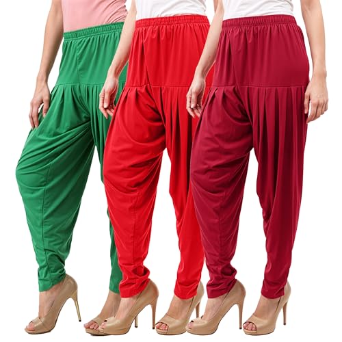 Image of Buy That Trendz Patiyala Pants for Women 3 Combo Patiyala Salwar Harem Viscose Bottoms Pants for Womens